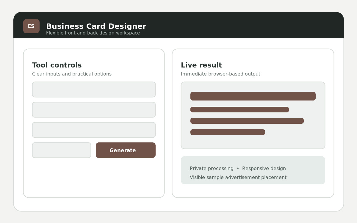 Business Card Designer website preview