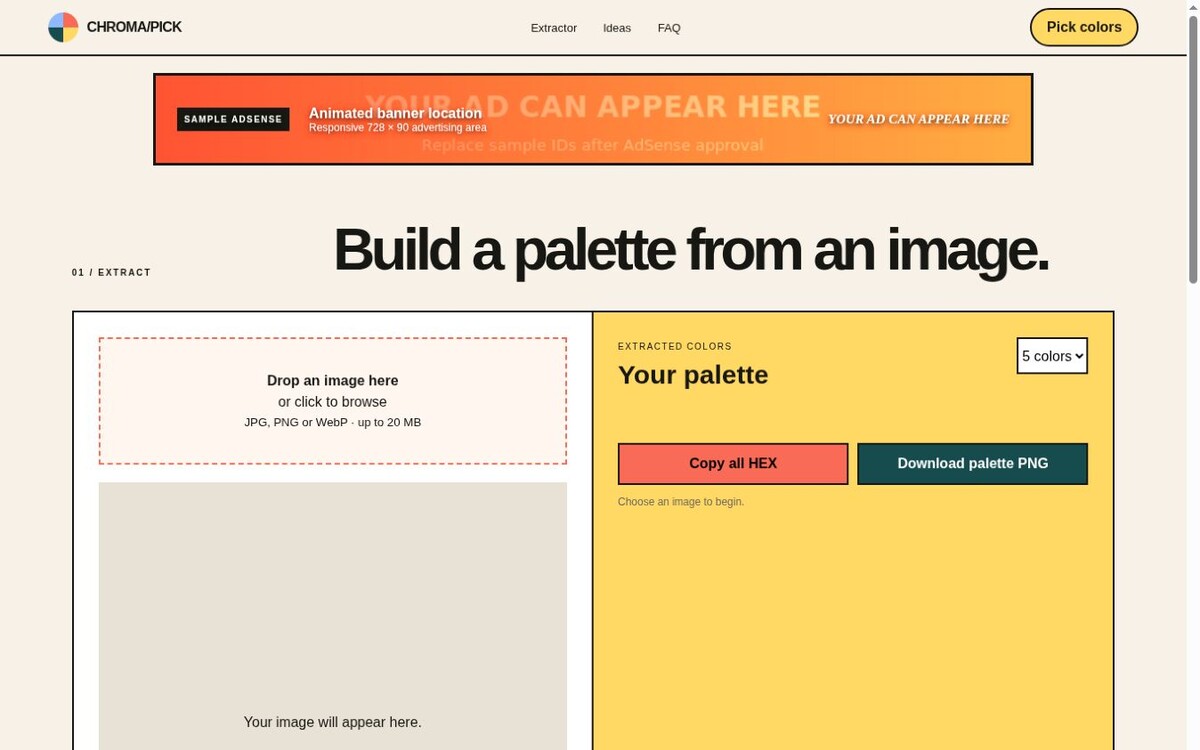 Color Palette Extractor website preview