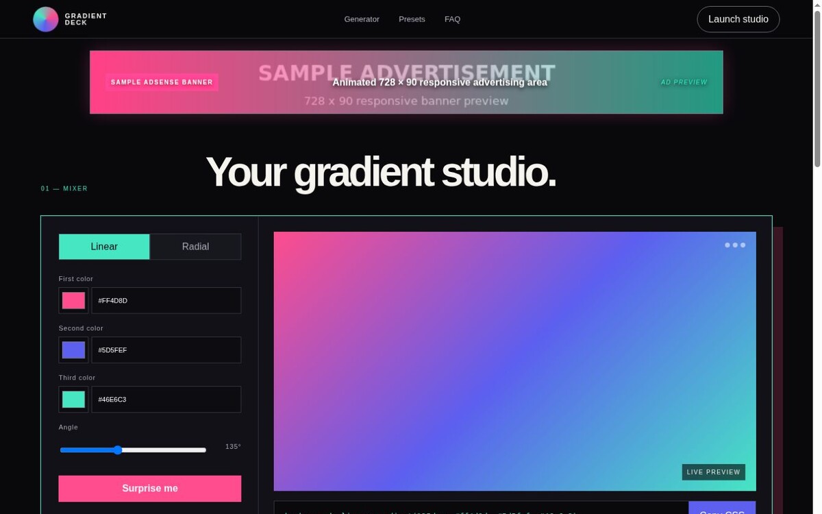 Gradient Background Generator website preview