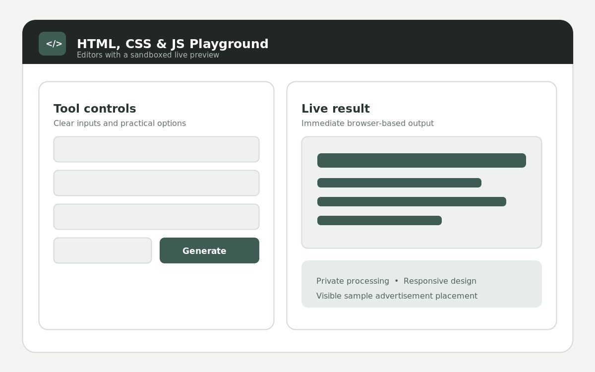 HTML, CSS & JS Playground website preview