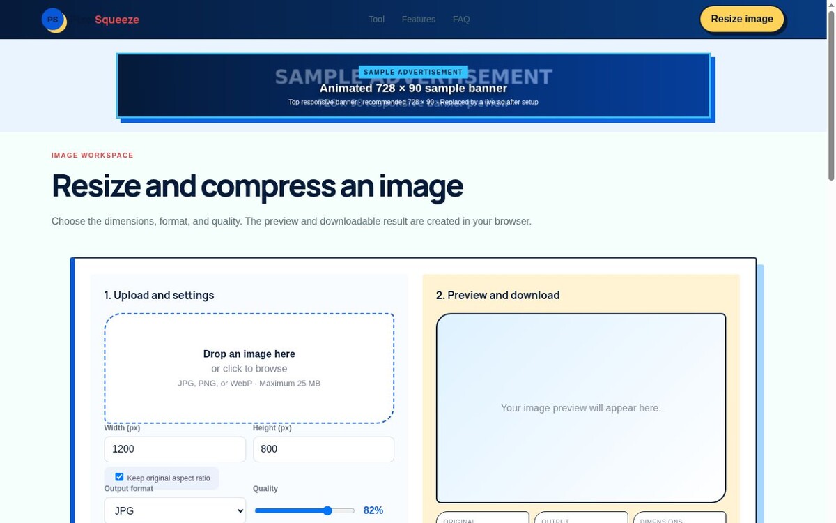 Image Resizer & Compressor website preview