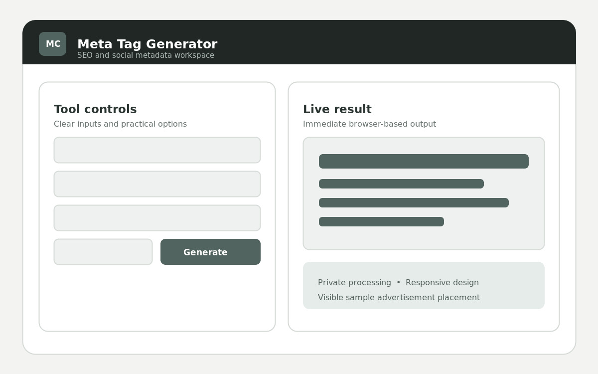 Meta Tag Generator website preview