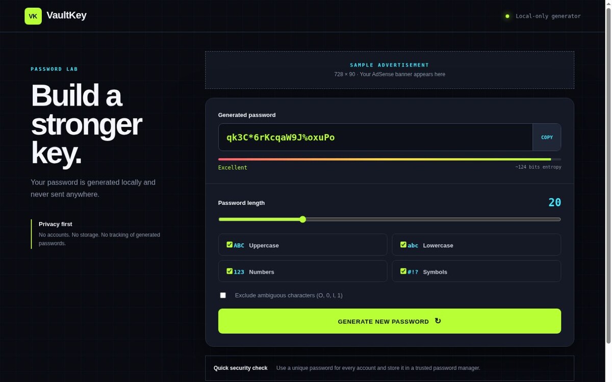 Password Generator website preview