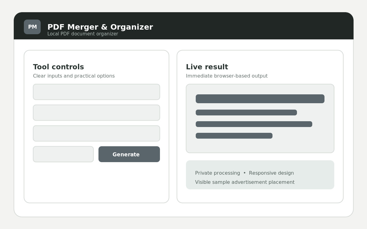 PDF Merger & Organizer website preview