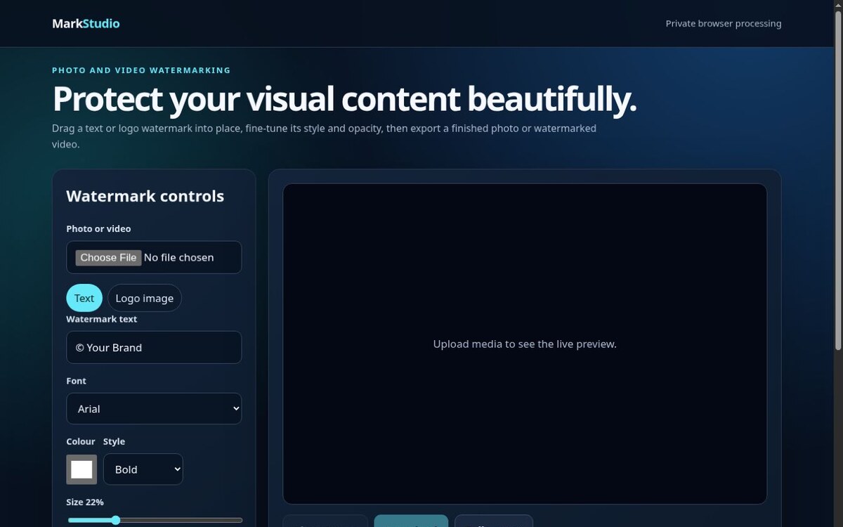 Photo & Video Watermarker website preview