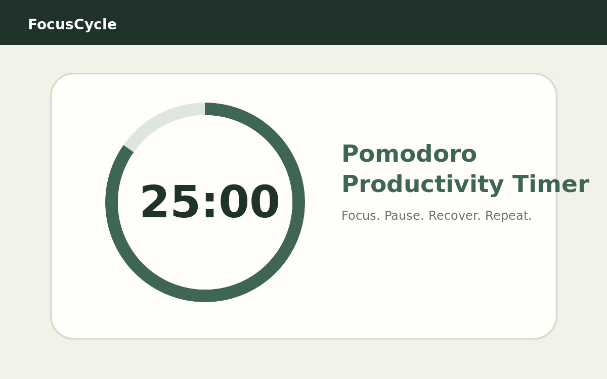 Pomodoro Productivity Timer website preview