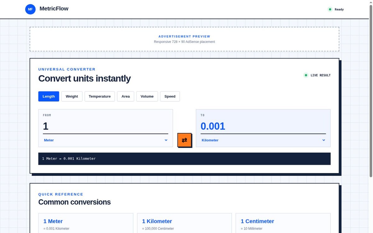 Unit Converter website preview