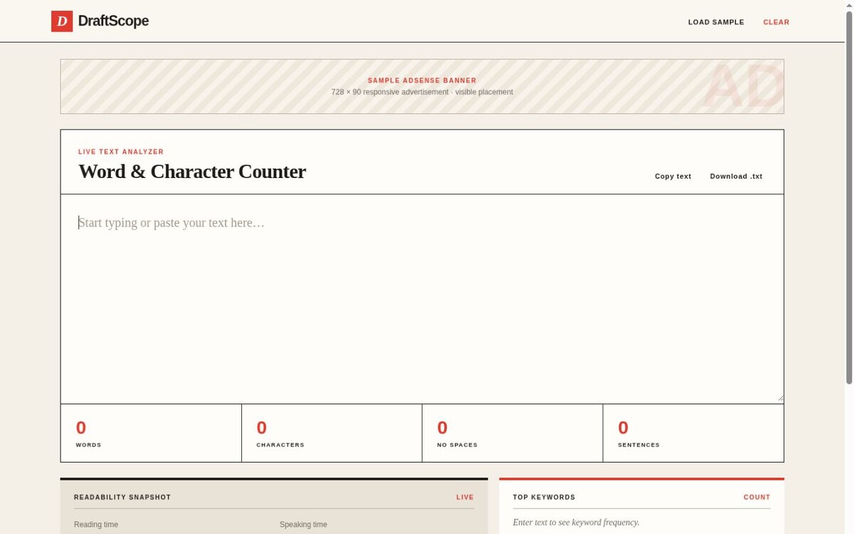 Word & Character Counter website preview
